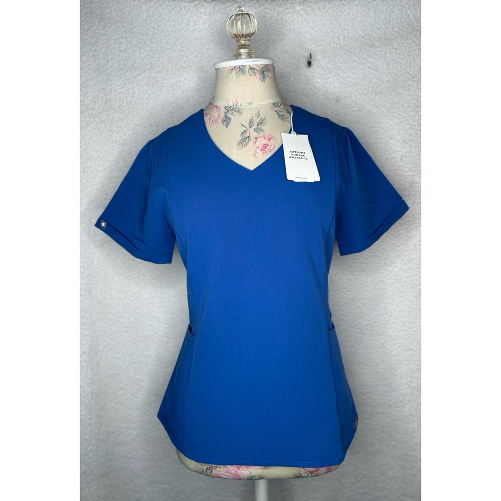 FIGS Women's‎ Inala V-Neck Scrub Top Sz XS Denim Blue Medical Uniform Nurse NWT